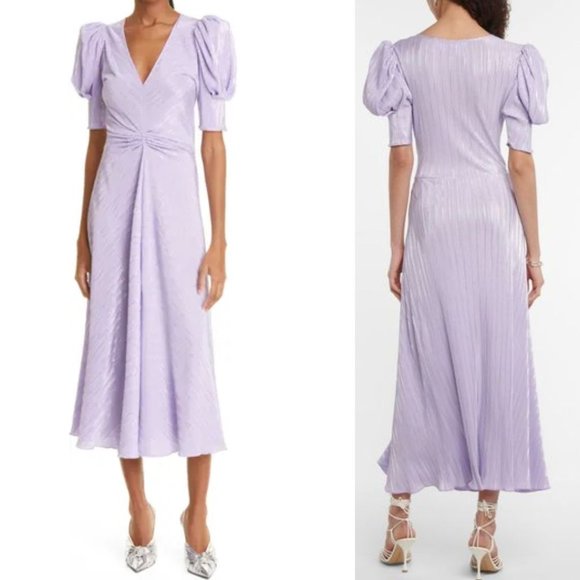 Rotate Dresses & Skirts - ROTATE BIRGER CHRISTENSEN Sierena Pleated Midi Dress in Purple size 4
